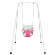 Semoprus Toddler Swing Set with Canvas Cushion Seat, Baby Swing Outdoor Playset for Girl/Boy, Age 6-24 months, Pink