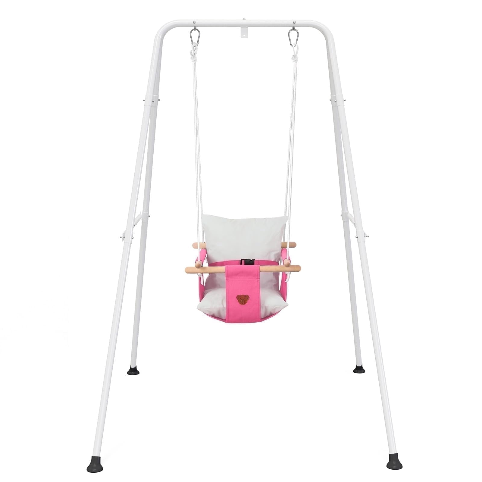 G TALECO GEAR Toddler Swing Set with Canvas Cushion Seat, Baby Swing Outdoor Playset for Girl/Boy, Age 6-24 months, Pink