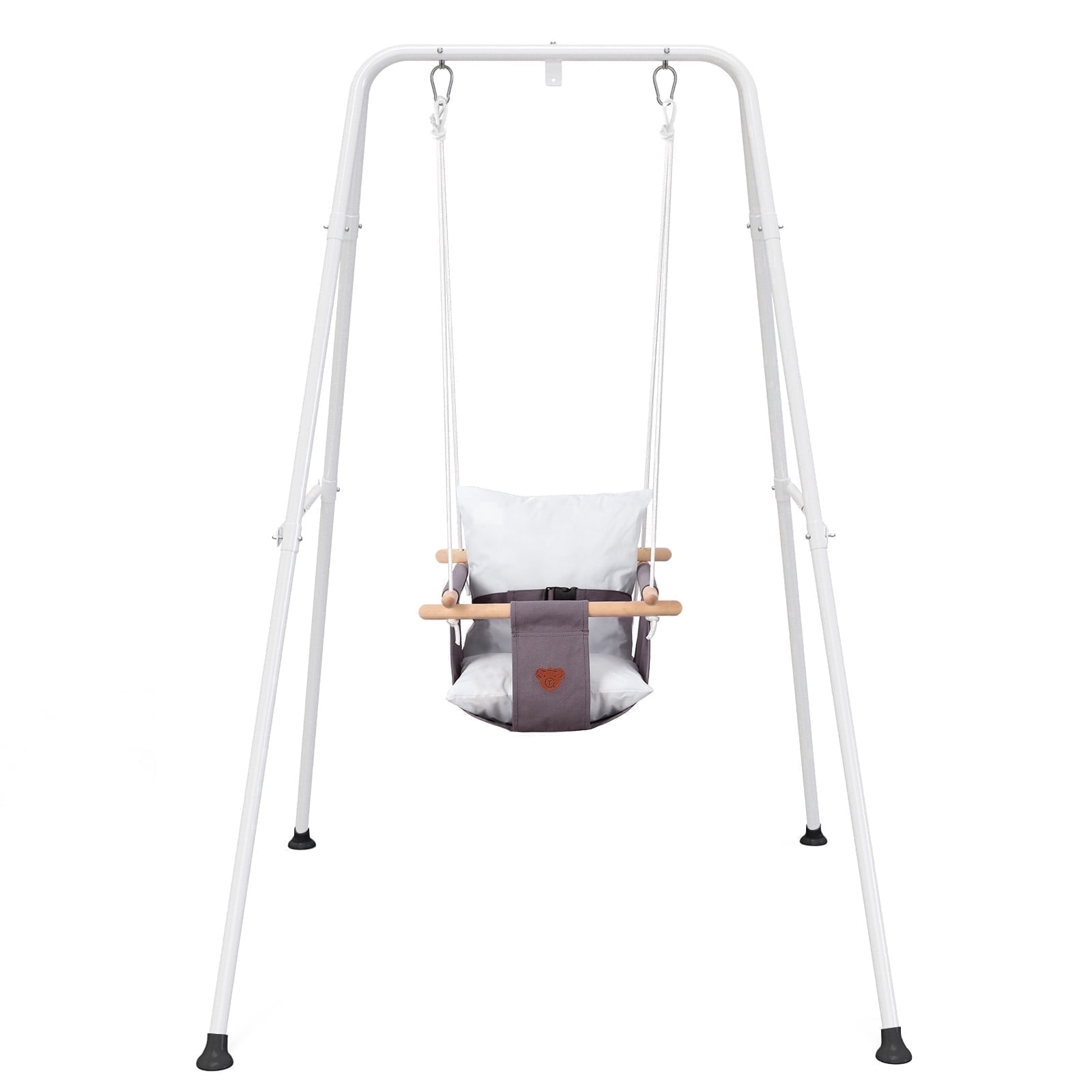 G TALECO GEAR Toddler Swing Set with Canvas Cushion Seat, Baby Swing Outdoor Playset, Age 6-24 months, Gray
