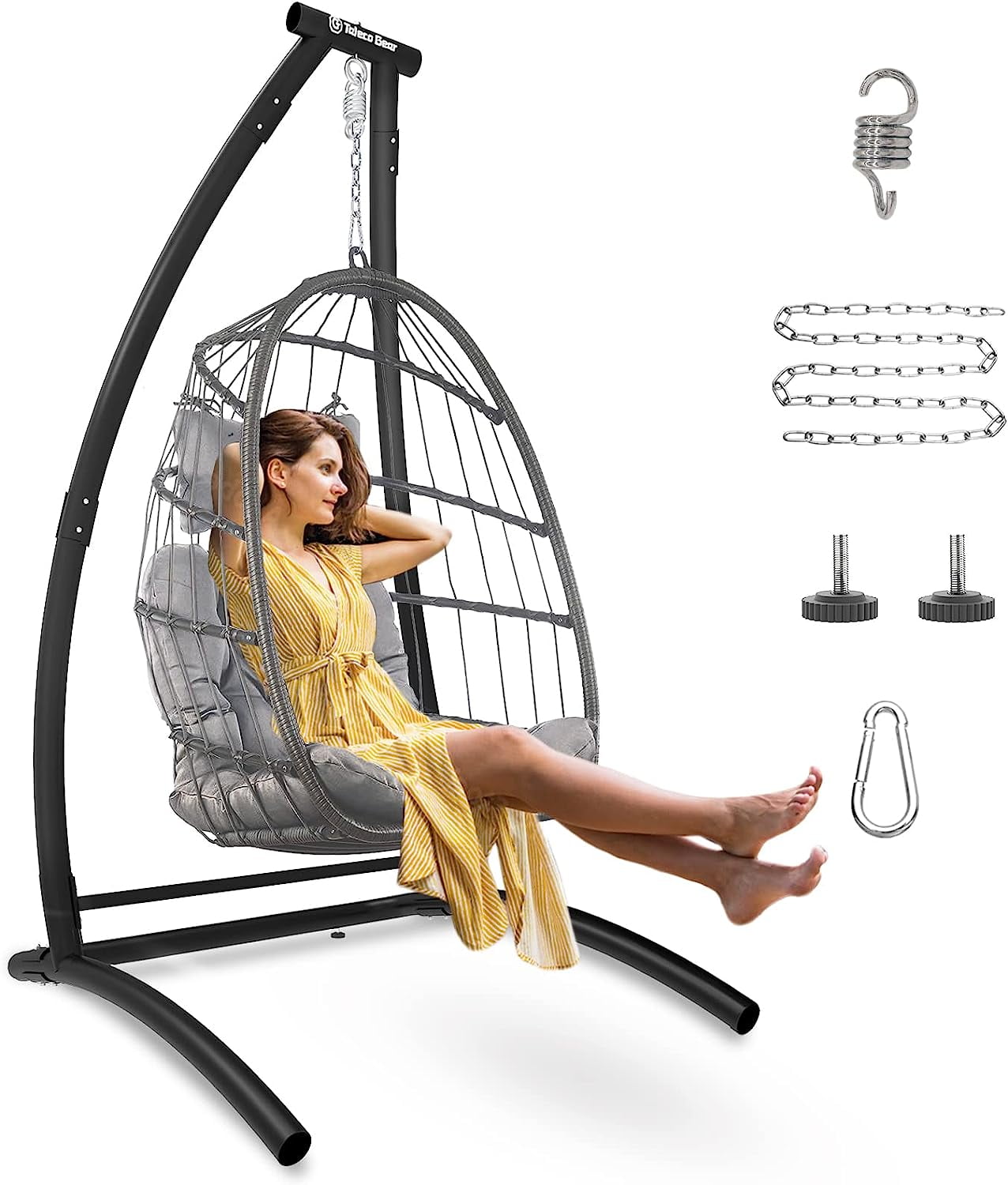 G TALECO GEAR Black C-Type Hammock Chair Stand for Adults G TALECO GEAR Black C-Type Hammock Chair Stand for Adults