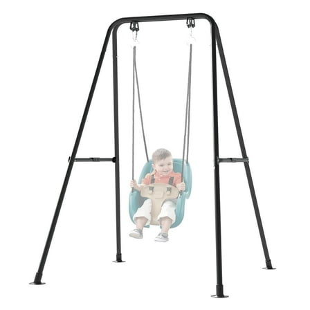 G TALECO GEAR Foldable Swing Stand for Kids, Toddler Swing Sets for Backyard, Outdoor Metal Swing Frame for Baby Swings, Black