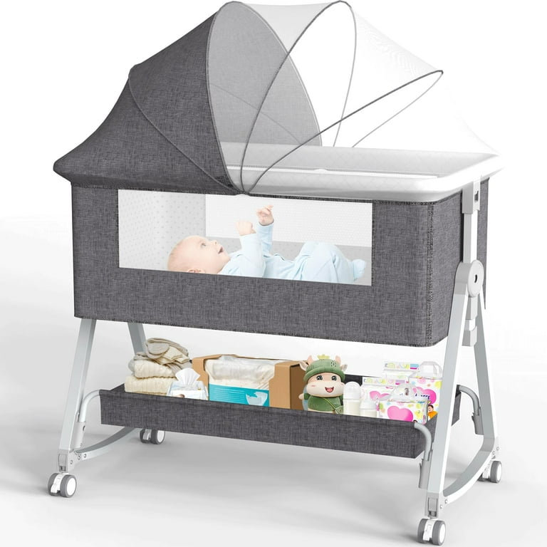 G Taleco Gear Baby Bassinet Bedside Sleeper Portable Baby Bed for Newborn Infant Height Adjustment Gray