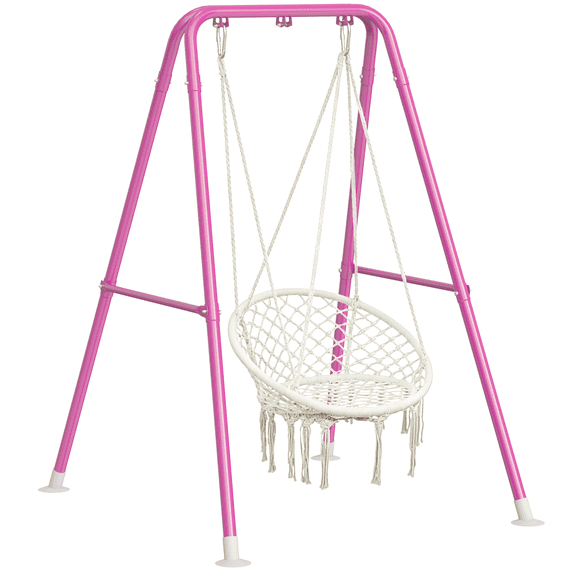 Semoprus Hammock Chair Stand, Outdoor Swing Frame, Indoor Swing Chair Not Included, Heavy-Duty Steel 350lbs, Pink