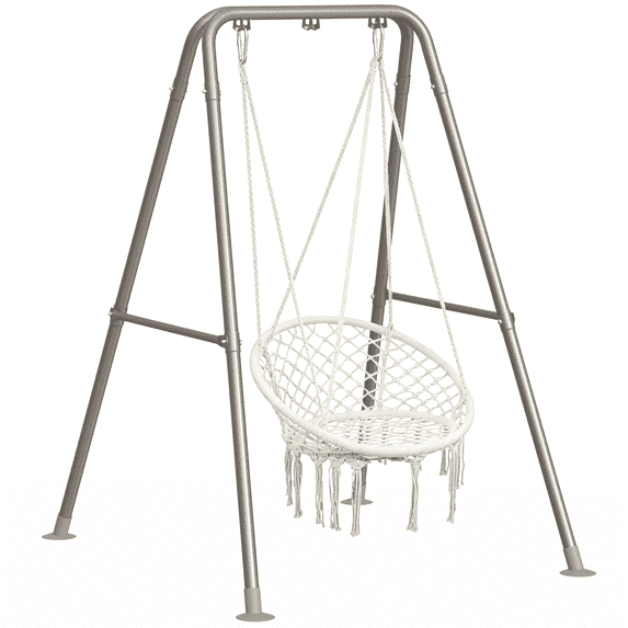 Semoprus Hammock Chair Stand, Outdoor Swing Frame, Indoor Swing Chair Not Included, Heavy-Duty Steel 350lbs, Silver