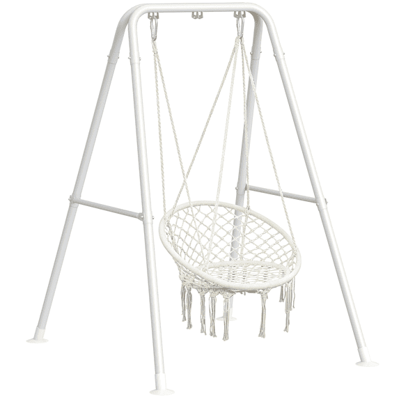 Semoprus Hammock Chair Stand, Outdoor Swing Frame, Indoor Swing Chair Not Included, Heavy-Duty Steel 350lbs, White
