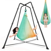 G TALECO GEAR Sensory Swing with Stand, Swing Frame with Pod Swing, Hammock Chair with Stand for Adults Outdoor, X-Shaped Swing Set for Backyard, Indoor Swing for Kids 330LBS. Mint Green Gradient