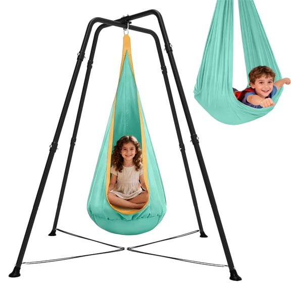 G TALECO GEAR Swing Stand Frame with Sensory/Pod Chair, X-Shaped Swing Set, Metal Hammock Chair Stand for for Kids and Adults Indoor and Outdoor 330LBS,Mint Green