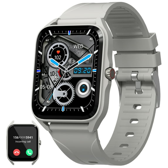 G-Tide Smart Wristwatch Q1 for Men Women, Bluetooth Calls with Games, IP68 Waterproof for Android IOS, Gray