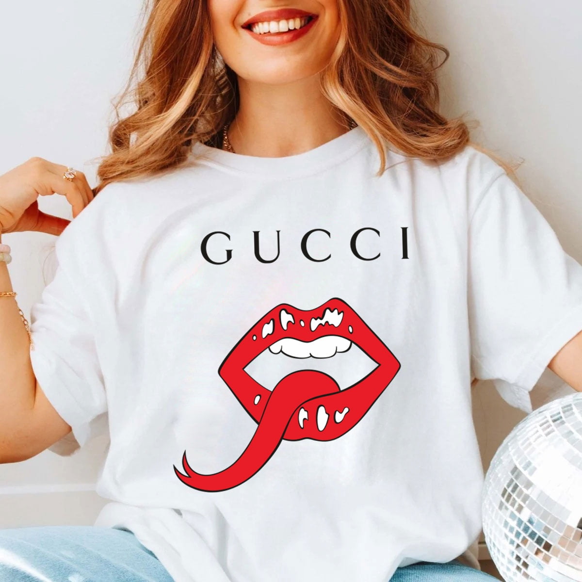 G.U.C.C.I Mouth Logo T Shirt G.U.C.C.I Luxury Brand Logo Graphic Tee Unisex Tshirt Size Xl New Funny Birthday Cotton Tee Vintage Gift For Men Women Walmart