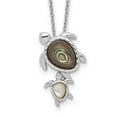 thumbnail image 1 of G & W Sterling Silver Rhodium-plated Polished Abalone and Mother of Pearl Turtle 18 inch Necklace, 1 of 3