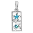 thumbnail image 1 of G & W Sterling Silver Rhodium-plated Polished Blue Created Opal Starfish and Turtle Rectangle Pendant, 1 of 4