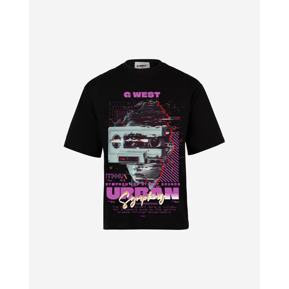 G-WEST AQUA HARMONY OVERSIZED T-Shirt Mens Black Size- M