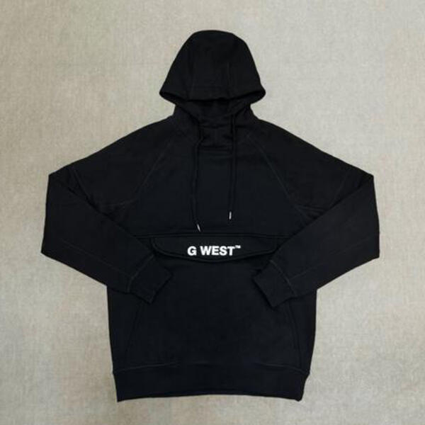 G WEST MENS KANGARO POCKET PREMIUM HOODIE- BLACK