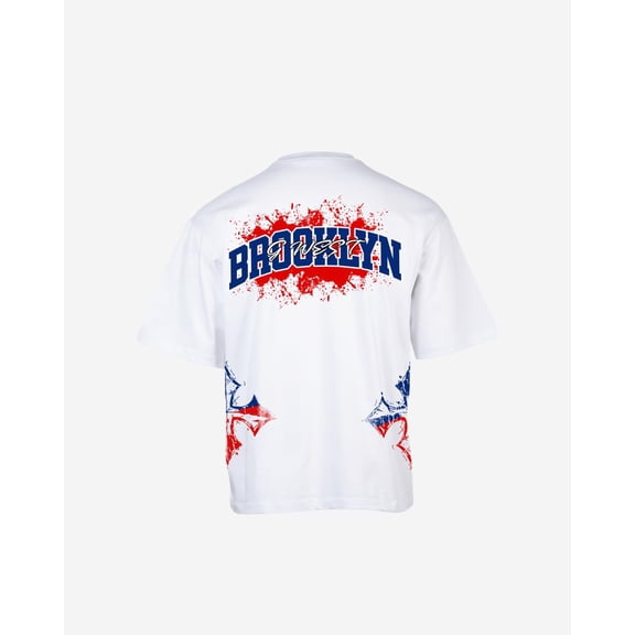 G West Brooklyn Blood Arch Logo&nbsp;Oversized T-Shirts Mens White Size- XXL
