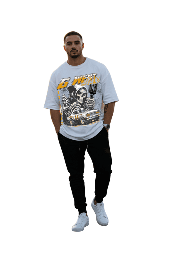 Death Drift Men's Oversized T-Shirt White Size- XL