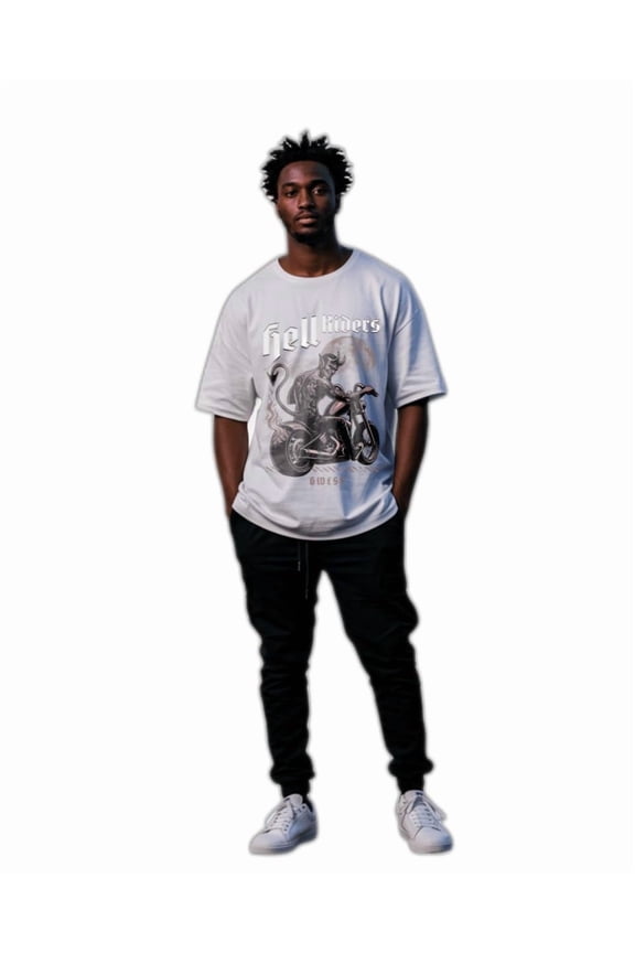 Devil Hell Riders Oversized Mens T-Shirt White Size- 3XL