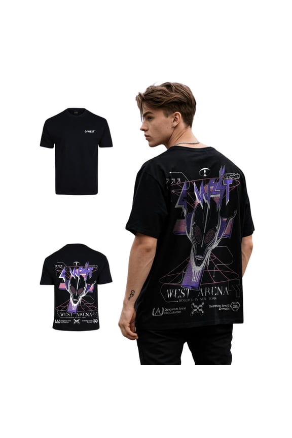 Mens Future Journey Life Style Oversized T-Shirt Black Size- M