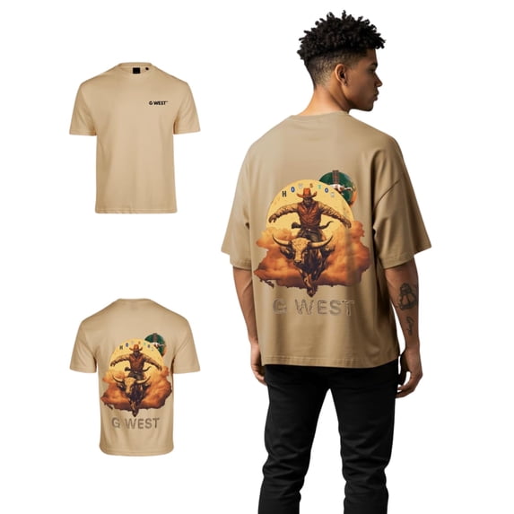 G-West G West Oversized Houston Rodeo T-Shirt Tan Size-XXL