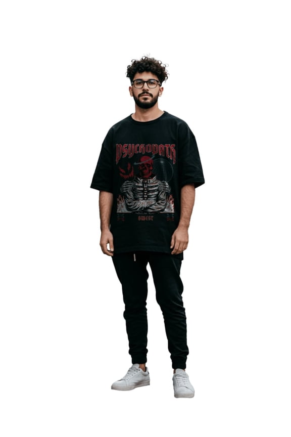 Ghost Supporter Oversized Men's T-Shirt Black Size-4XL