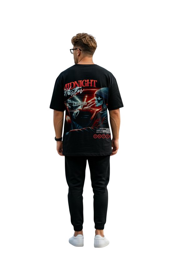 Grind Till Midnight Men's Oversized T-Shirt Black Size- M