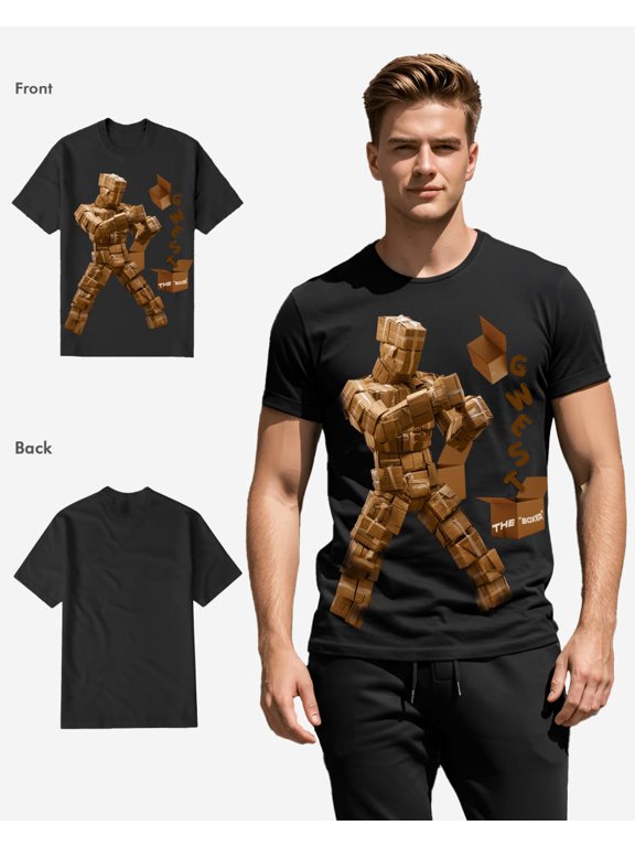 Mens Box Man Tee Black/Brown Size- XX-Large