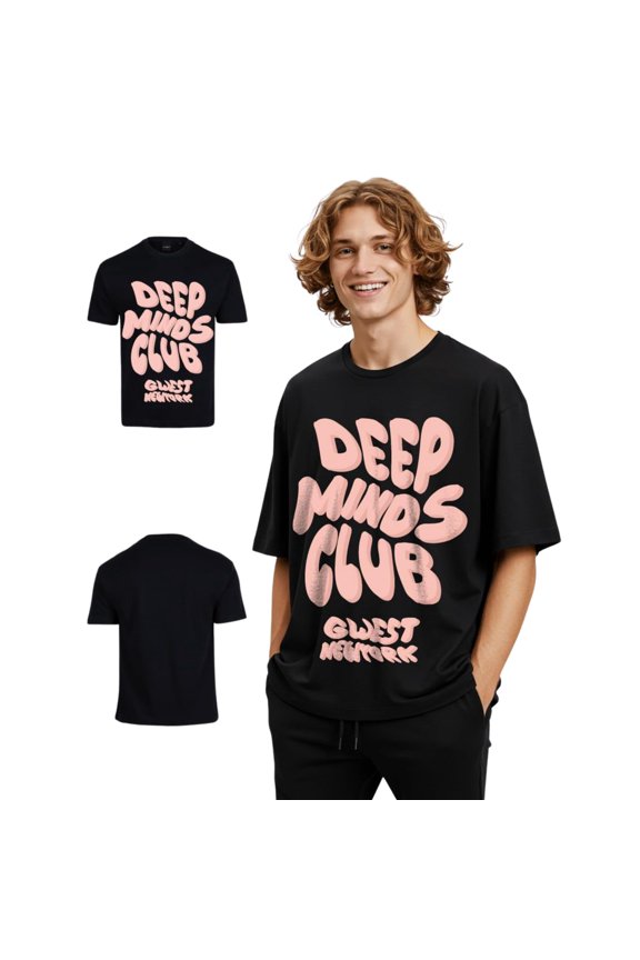 Mens Deep Minds Club Oversized T-Shirt Black Size- S