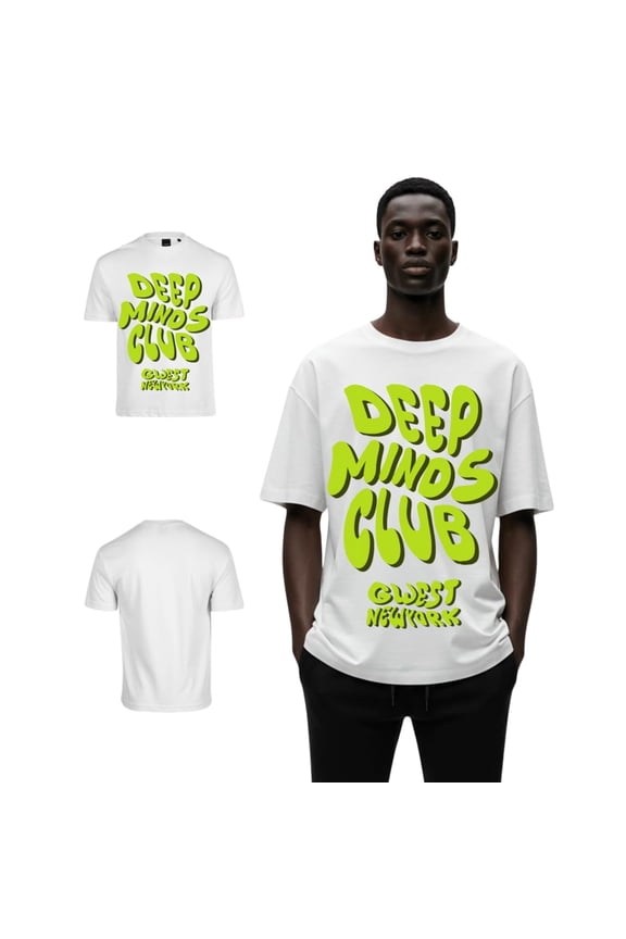 Mens Deep Minds Club Oversized T-Shirt White Size- XL
