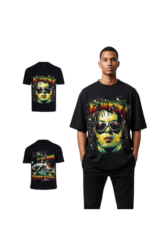 Mens Hold Steady Premium Oversized T-Shirt Black Size- XL