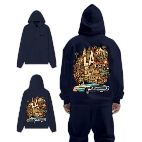 G West Mens La Culture Black Heavy Premium Oversize Hoodie Black / 2XL