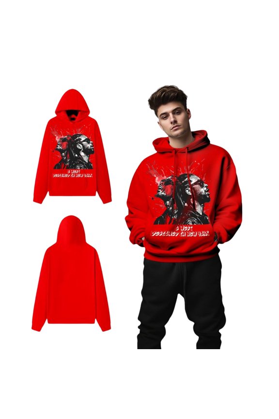 Mens Music Club Oversize Hoodie Red / XS