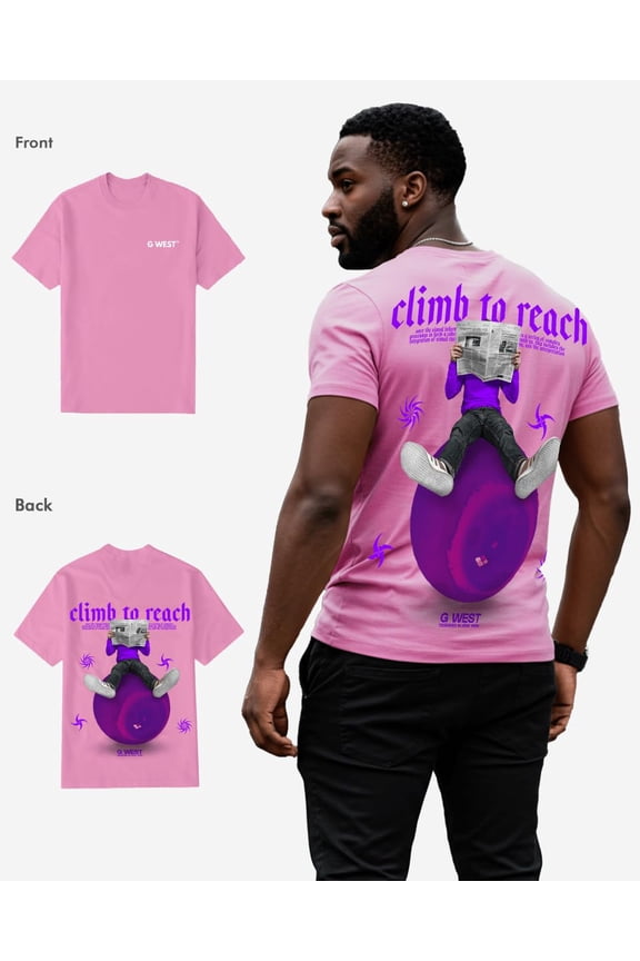 Mens Newspaper Tee Pink Size- 5X-Large