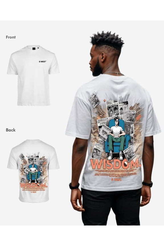 Mens Oversized Library T Shirt White Size- Medium
