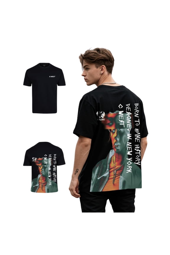 Mens Oversized World Wide Chain Tee Black Size- XX-Large
