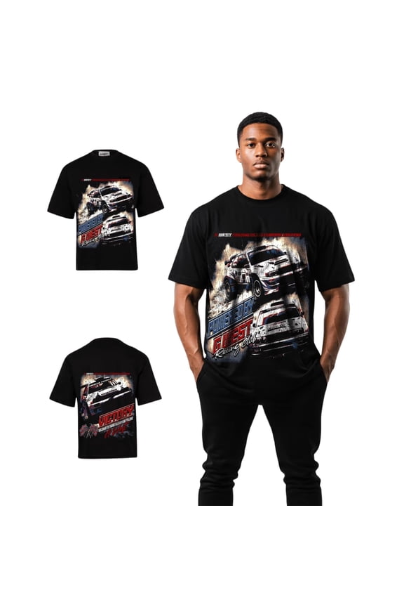 Mens Racing Club Double Hit Premium Oversized T-Shirt Black Size- L
