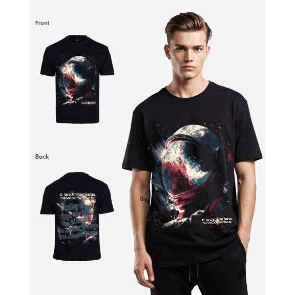 G West Mens Space Series Premium Oversized T-Shirt Black Size- XS