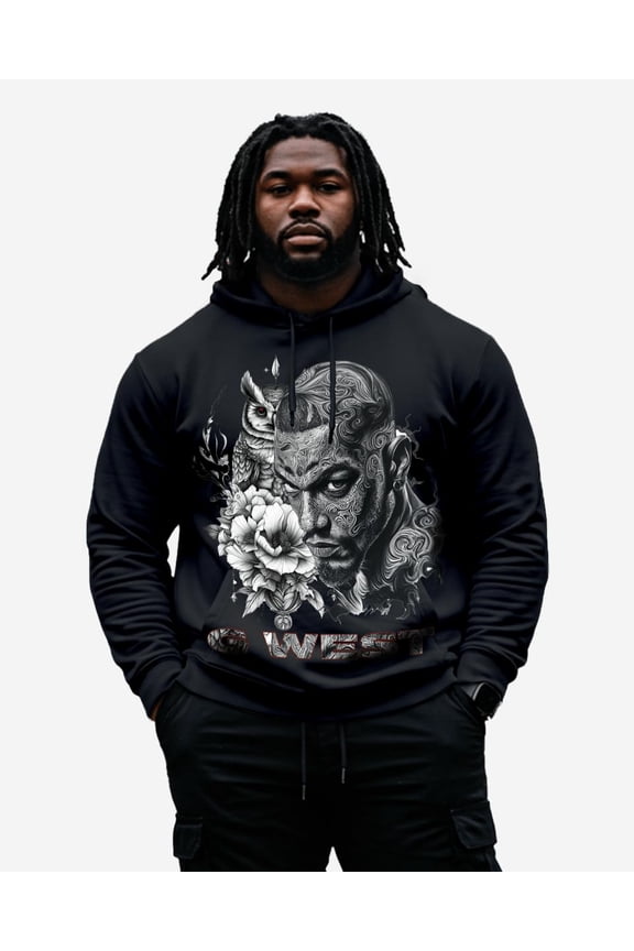 Mens Street Owl Hoodie Big And Tall Black Size- 5-XB