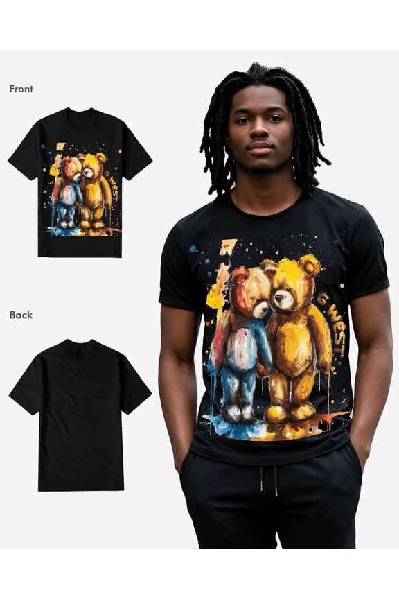 Mens Teddy Bear Tee Black Size- 3X-Large