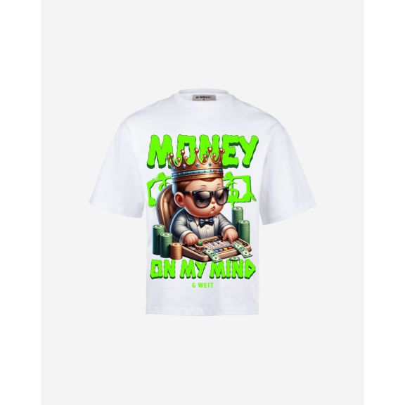 G-West Money On My Mind Oversized T-Shirt Mens White Size- XXL