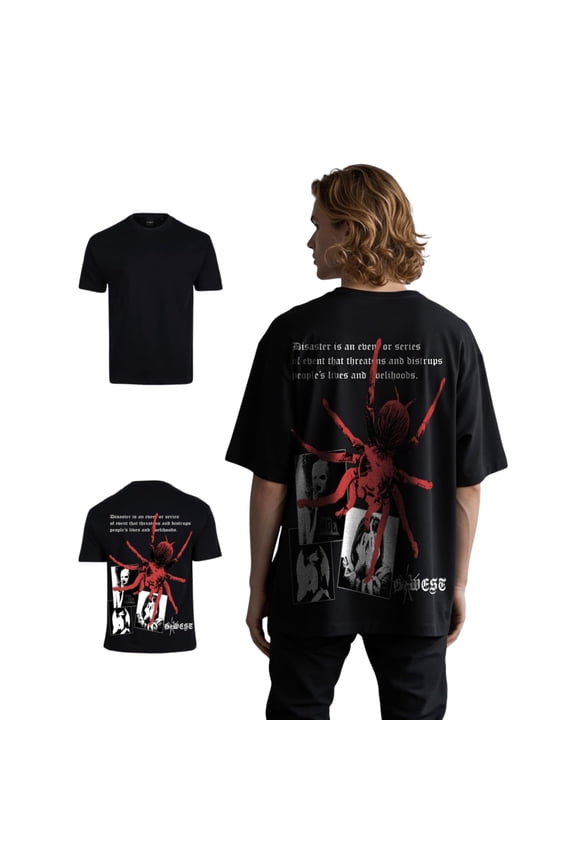 Oversized Big Spider Mens T-Shirt Black Size- L