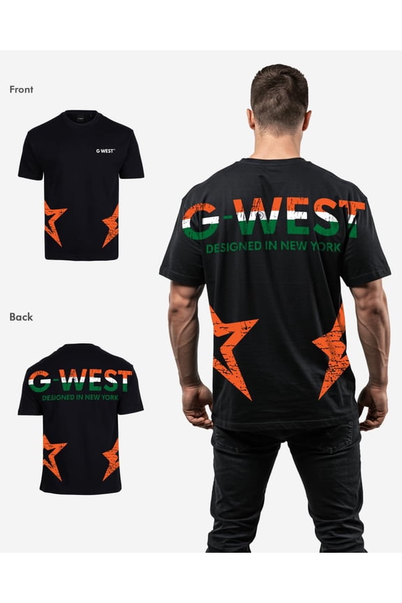 Oversized Cricket India Arch Logo Mens T-Shirt Black Size- S