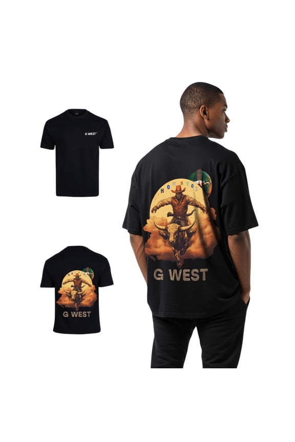 Oversized Houston Rodeo Mens T-Shirt Black Size- L