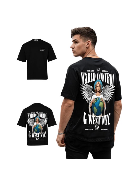 Oversized World Mens T-Shirt Black Size- XS