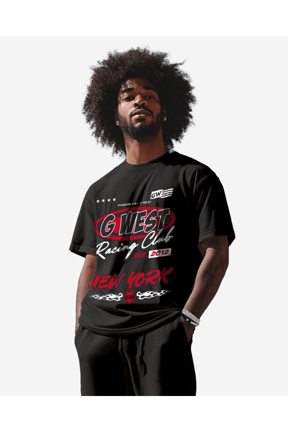 Racing Club Oversized Tee Mens Black-Red Size- XL