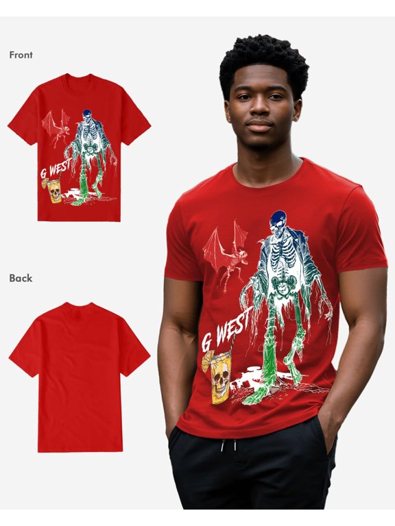 G-West Regular Fit Bat Buddy Front Graphic T Shirt Red Size- X-Small