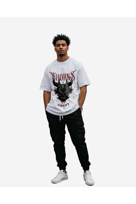 G-West Thorns Gothic Oversized T-Shirt Mens White Size- Large