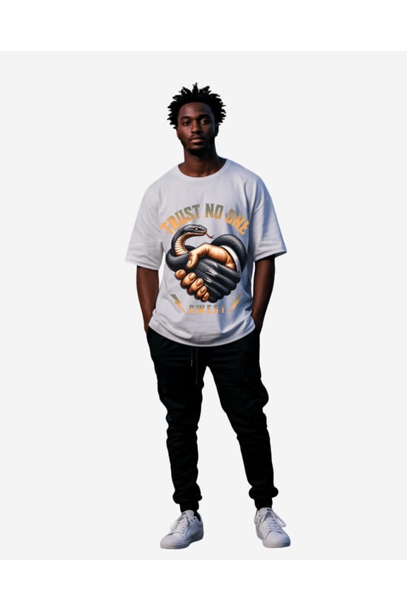 Trust No One Oversized Mens T-Shirt White Size- XL
