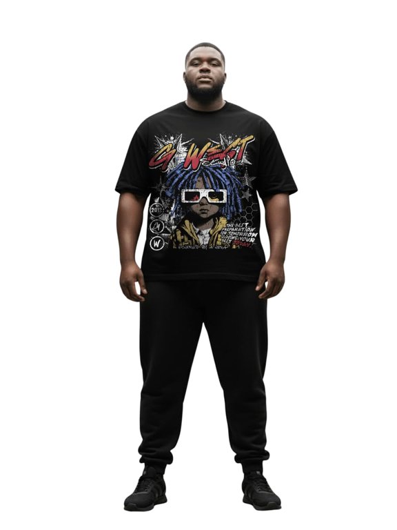 Urban Genesis Big And Tall Oversized T-Shirt Black Size- 6XL