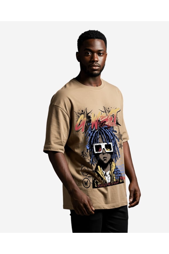 Urban Genesis Oversized Tee Mens Cream-Multi Size- S