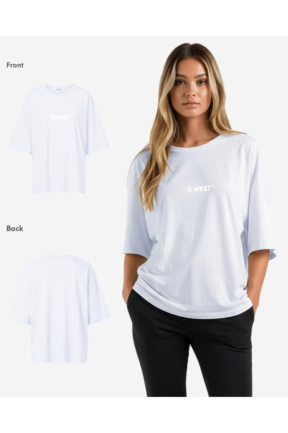 Women Heavyweight Logo Wear Oversized T-Shirt White Size- XL
