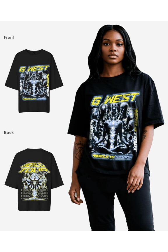Women World Is Yours Premium Oversized T-Shirt Black/Blue Size- S